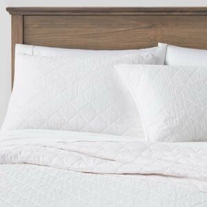 Twin/Twin XL Diamond Stitch Cotton Linen Quilt White - Threshold™, Midweight NEW
